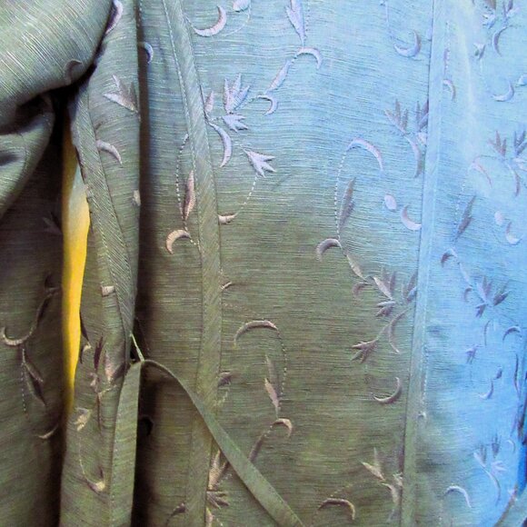 Anne Carson Women's Lined Teal Silk & Rayon Embroidered Blazer - Picture 7 of 7